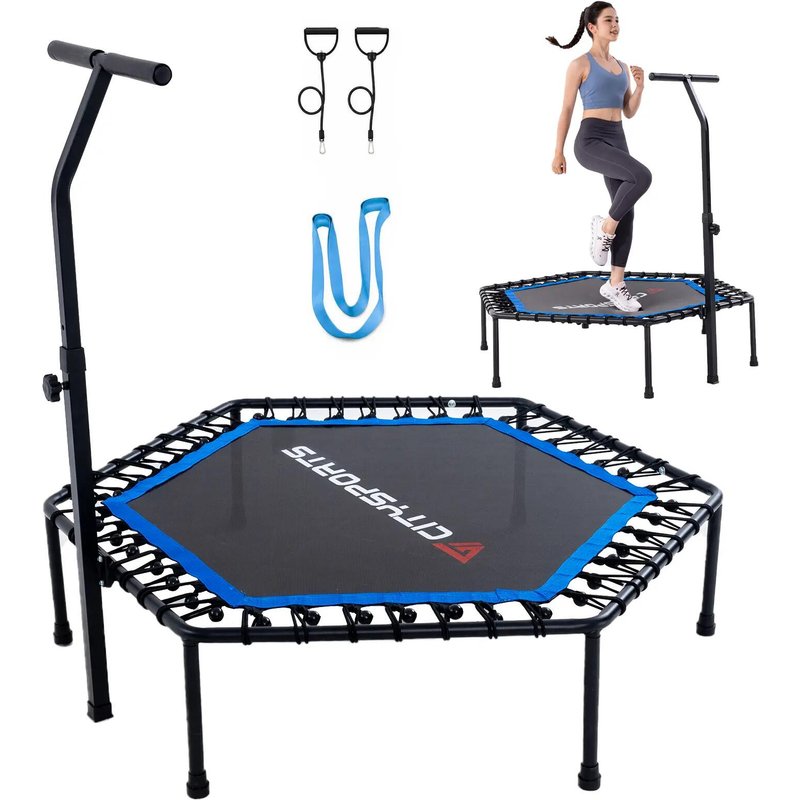Faltbares Fitness-Trampolin mit Haltegriff, bis 100 kg.
