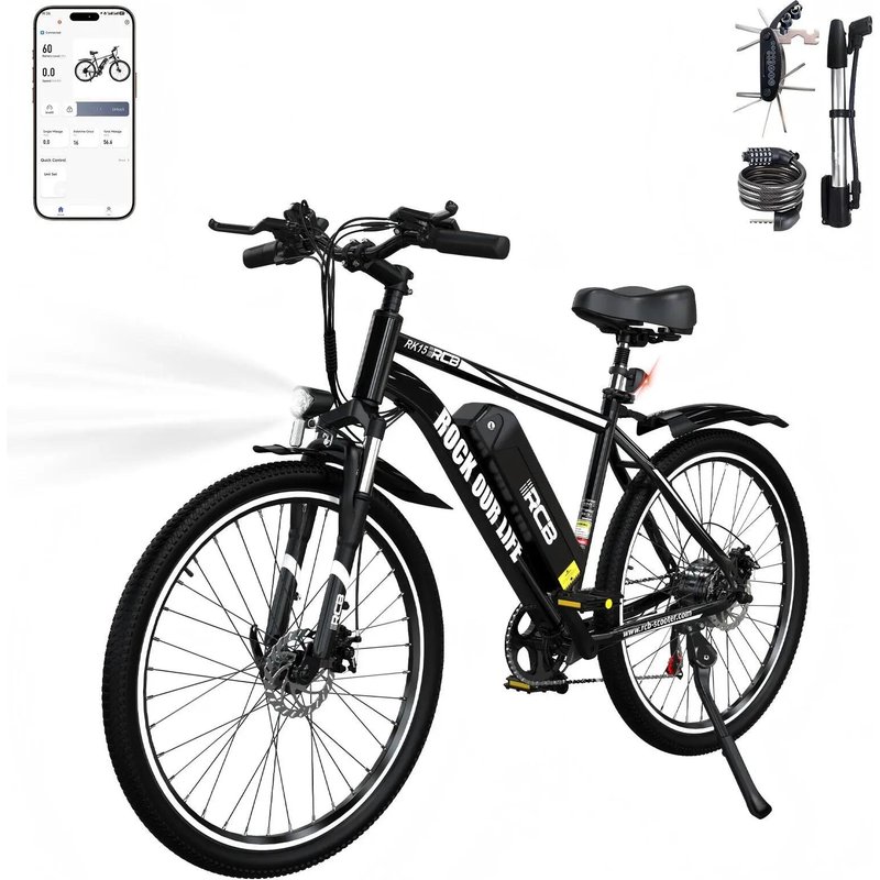E‑Bike MTB RK15 250W, 26", Akku 36V 10,4Ah, APP, Reichweite 30‑50km