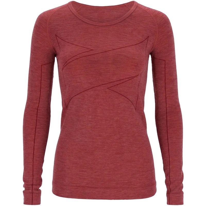 Damen Skiunterwäsche Langarmshirt Merinowolle Raglanärmel ohne Seitennaht
