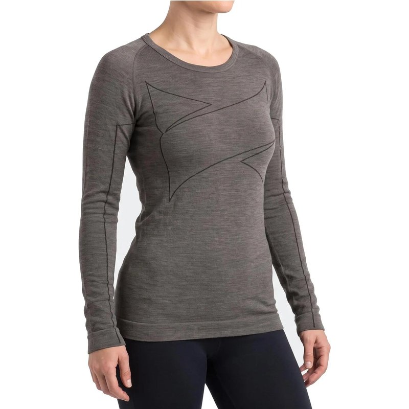 Damen Skiunterwäsche Langarmshirt Merinowolle Raglanärmel ohne Seitennaht