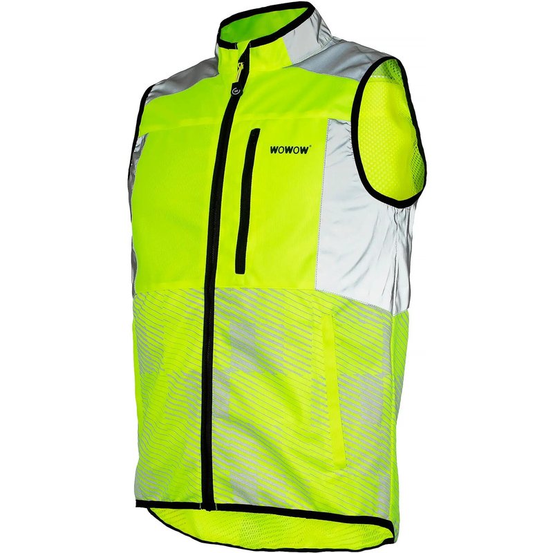 WOWOW - Herren Damen Gelbe Warnschutz Reflektierende Fahrradweste Mesh