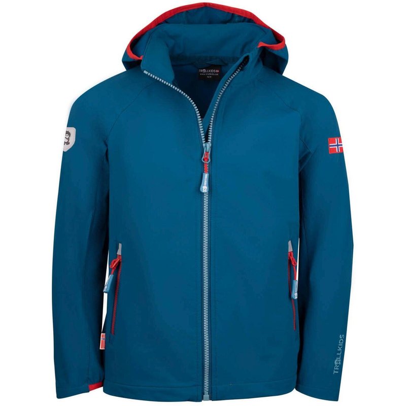 Kinder Softshell Jacke Kvalvika Petrolgrün/Lime