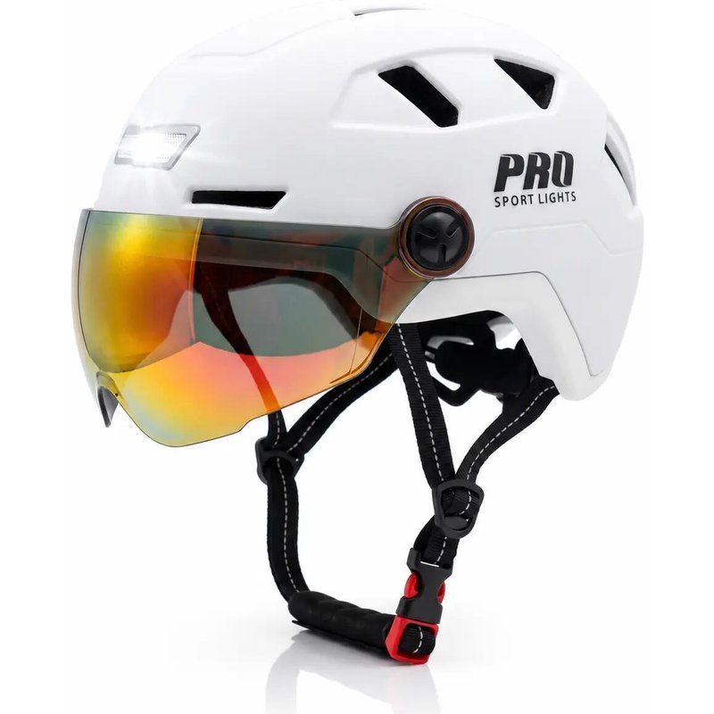 Fahrradhelm Speed Pedelec Weiß Visiere & LED-Beleuchtung