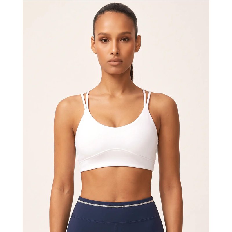 Damen Yoga Sport-BH doppelte dünne Träger - Weiß