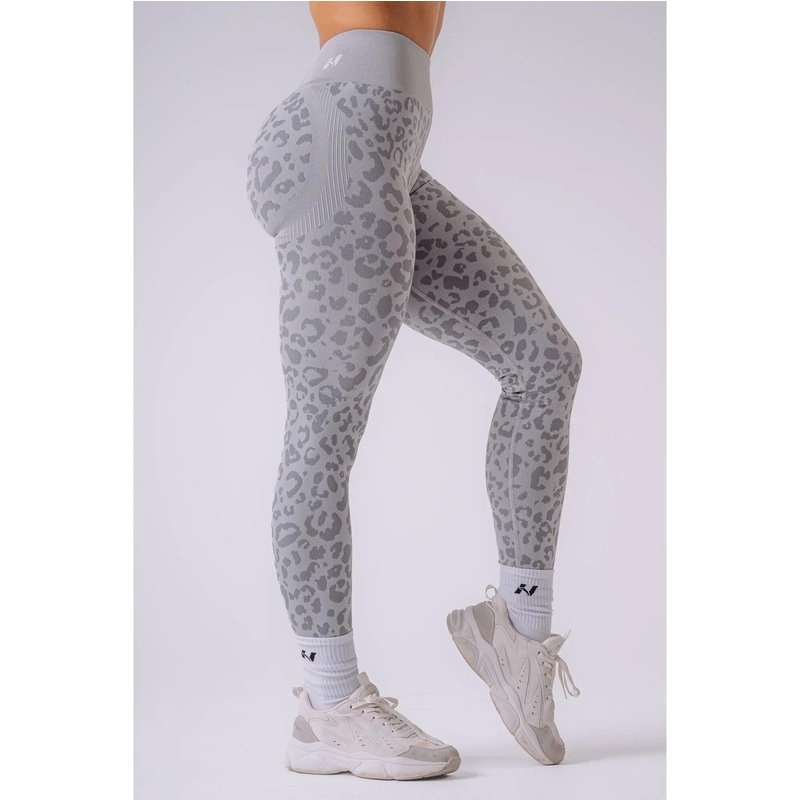 Push-Up Kompressionsleggings mit Leopardenmuster PRIMAL 849 Hellgraue