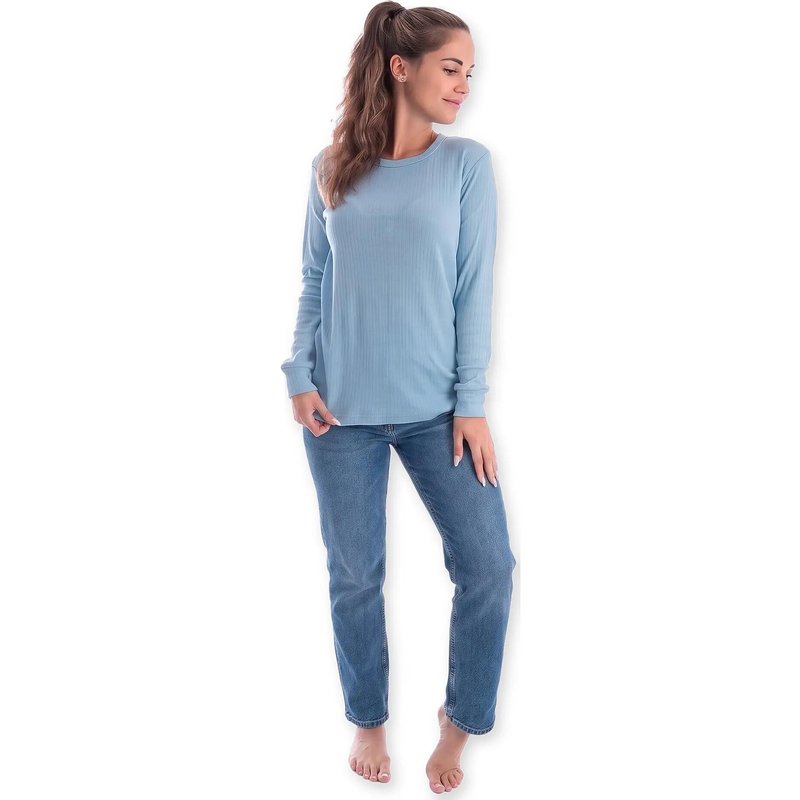 Damen Ski Unterhemd Funktionsshirt Langarm mit Innenfleece aus Baumwollmischung