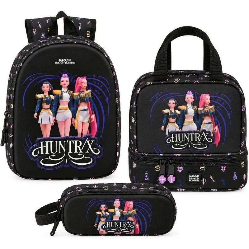 Set K-Pop Demon Hunters Sound: 3D-Rucksack, Federmappe, Kühltasche