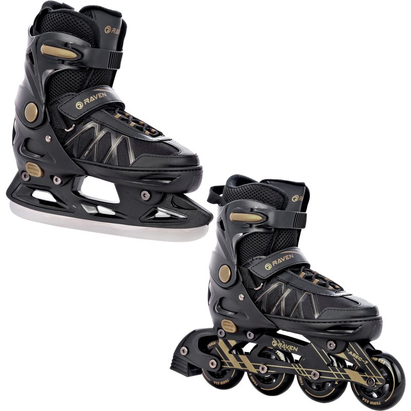 Rollschuhe Eishockeyschlittschuhe Verstellbare 2in1 Expert Schwarz/Gold