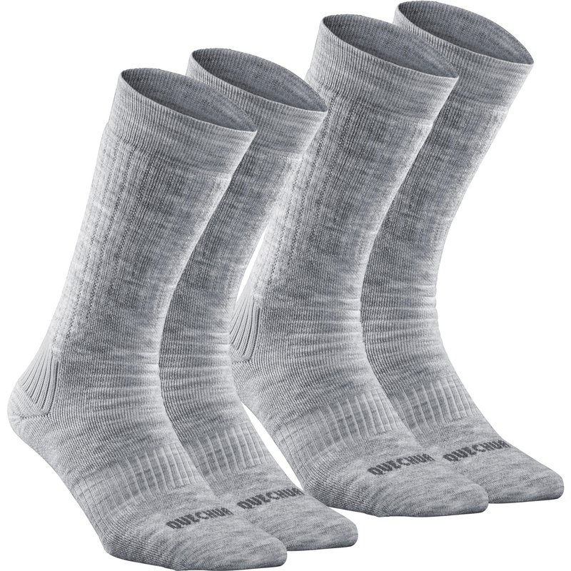 Wintersocken Damen/Herren warm halbhoch Winterwandern - SH100 Doppelpack grau