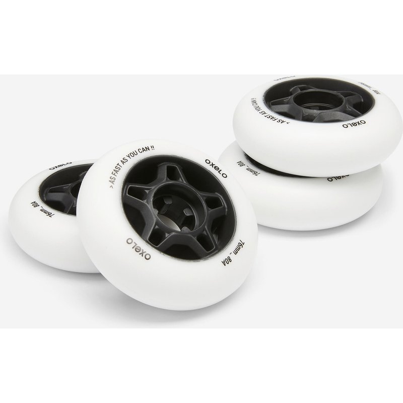 Rollen Fitness Inline-Skates FIT 76 mm 80A 4 Stück Erwachsene weiss