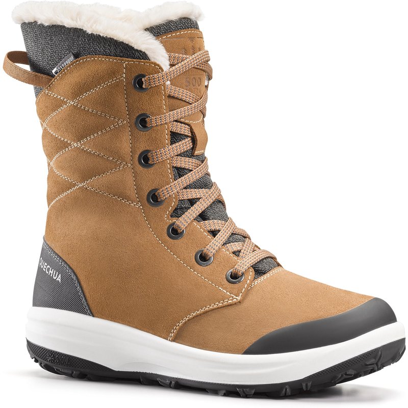 Winterstiefel Damen Leder warm wasserdicht Winterwandern - NH900 braun
