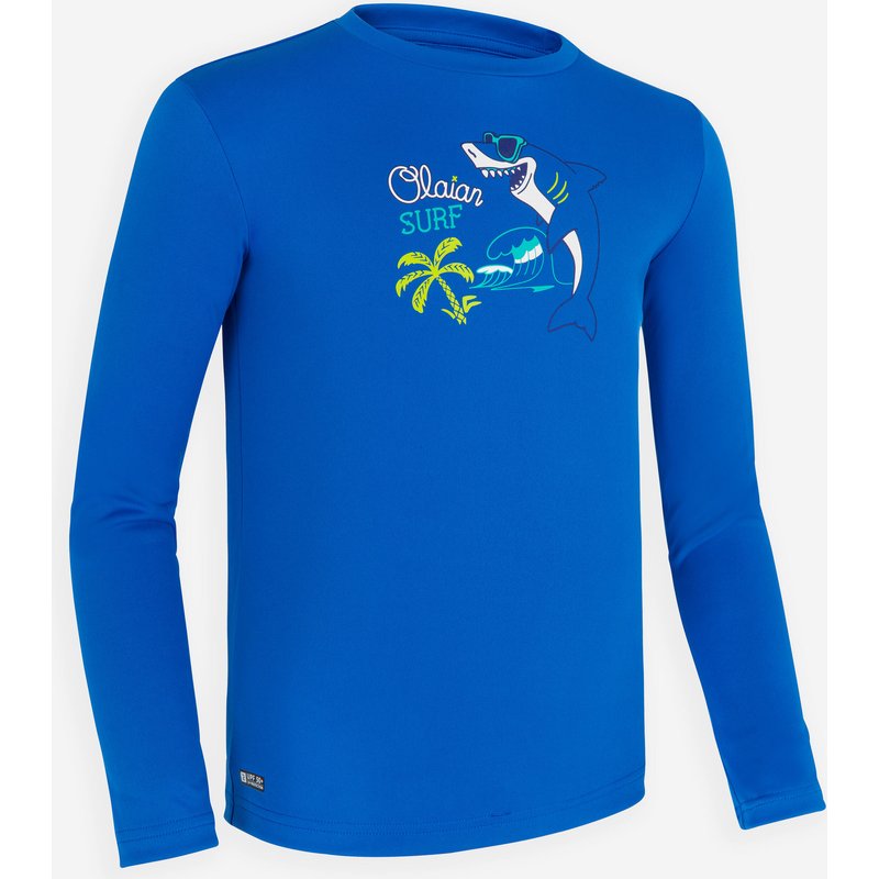 UV-Shirt langarm Kinder UV-Schutz 50+ Print blau