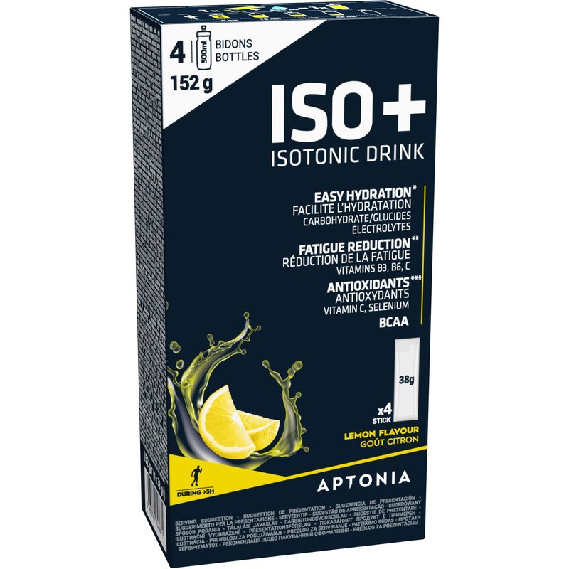 Iso+ Getränkepulver Portionsbeutel Zitrone über 3 Stunden 4 Stück