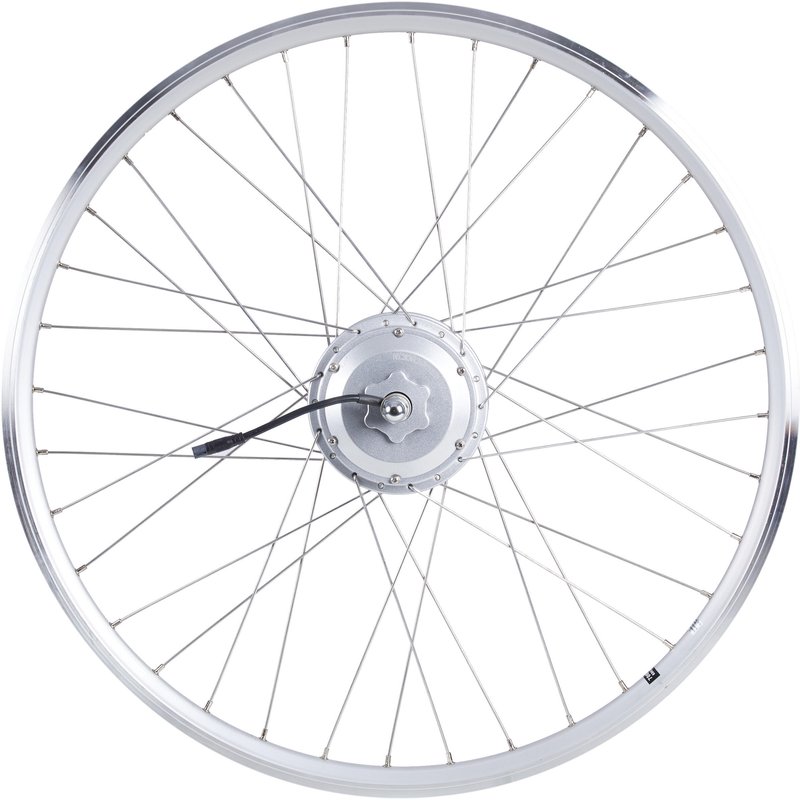 28 Zoll Laufrad City Bike hinten Hohlkammerfelgen 36-V-Motor Bebike 700 silber