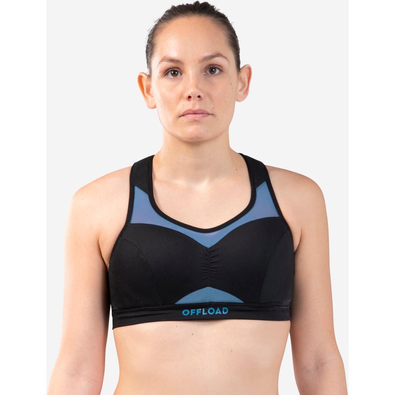 Damen Rugby Sport-BH - R500 schwarz/blau