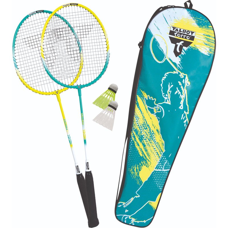 Badminton Set 2 Fighter mit 2 Schlägern und 2 Kunststoff-Federbällen