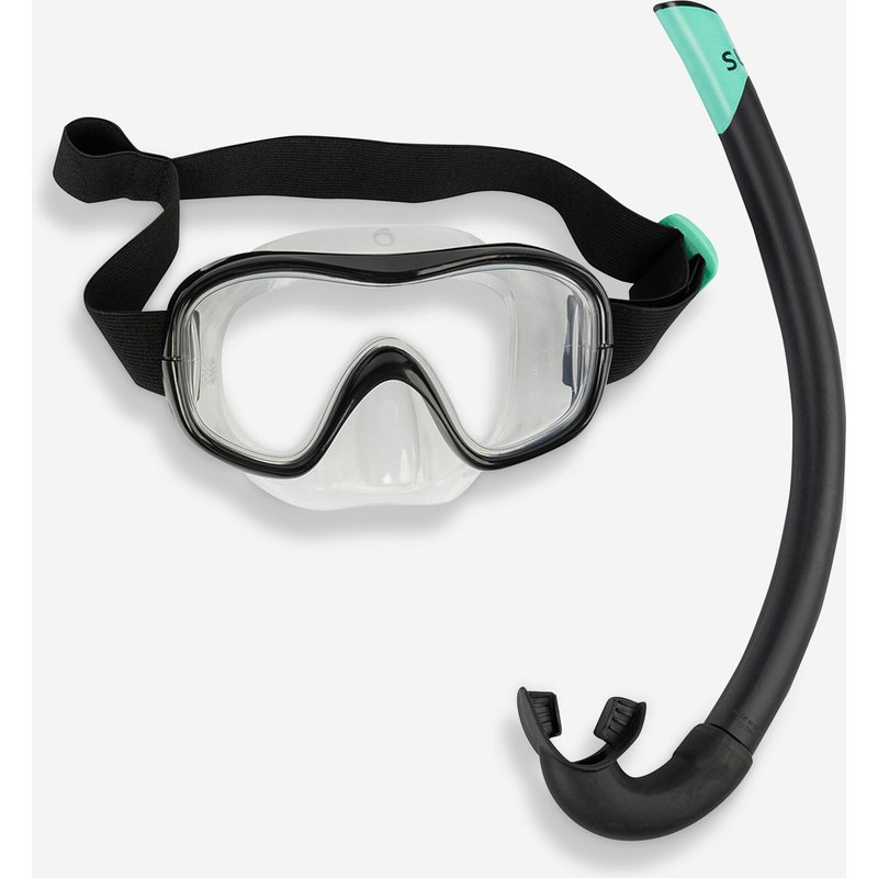 Schnorchel-Set Damen/Herren Maske und Schnorchel 100 schwarz