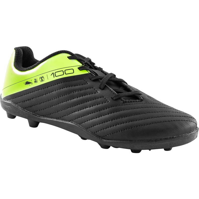 Kinder Fußball Nockenschuhe Schnürung FG - 100 schwarz/gelb
