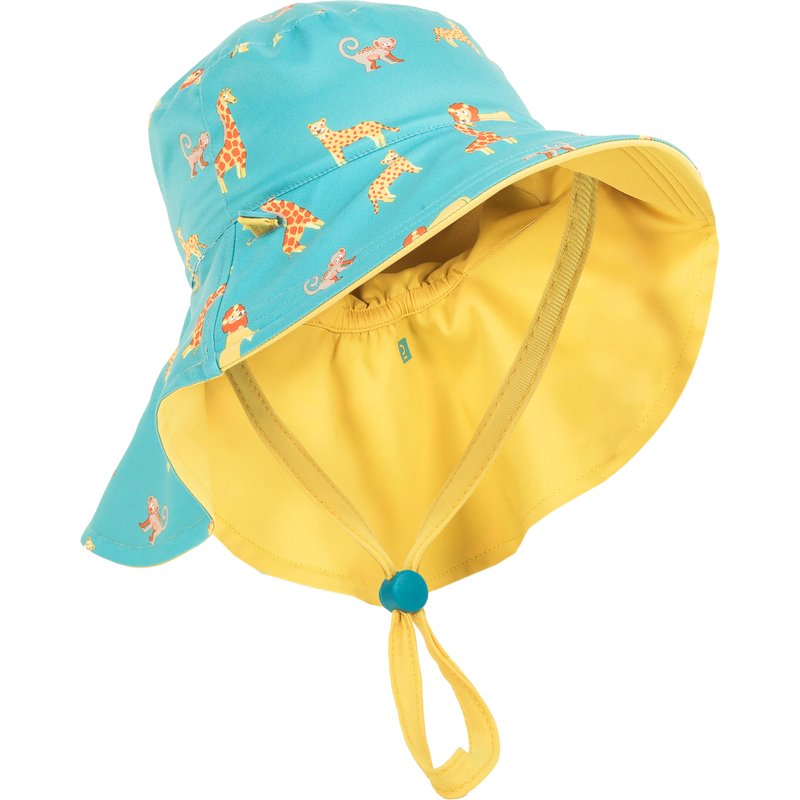 Sonnenhut Baby UV-Schutz wendbar - Savanne gelb/blau