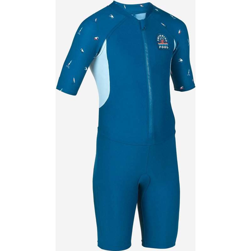 Schwimmanzug Jungen kurzarm - Shorty 100 blau
