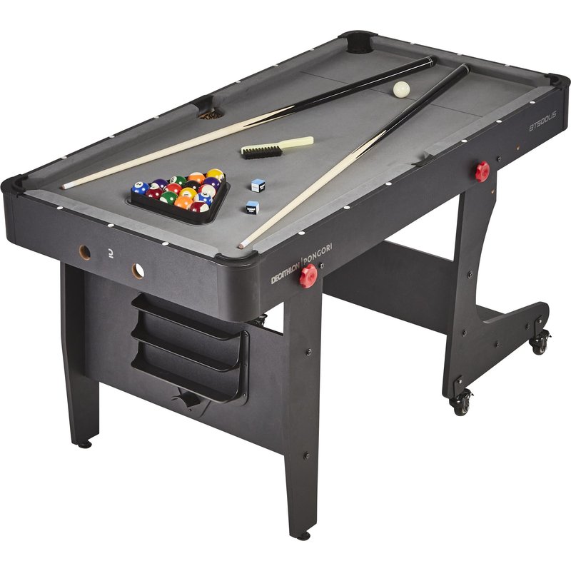 Billardtisch Poolbillard BT 500 US klappbar graues Tuch