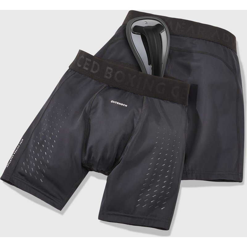 Shorts + flexibles Suspensorium Herren Kampfsport - schwarz