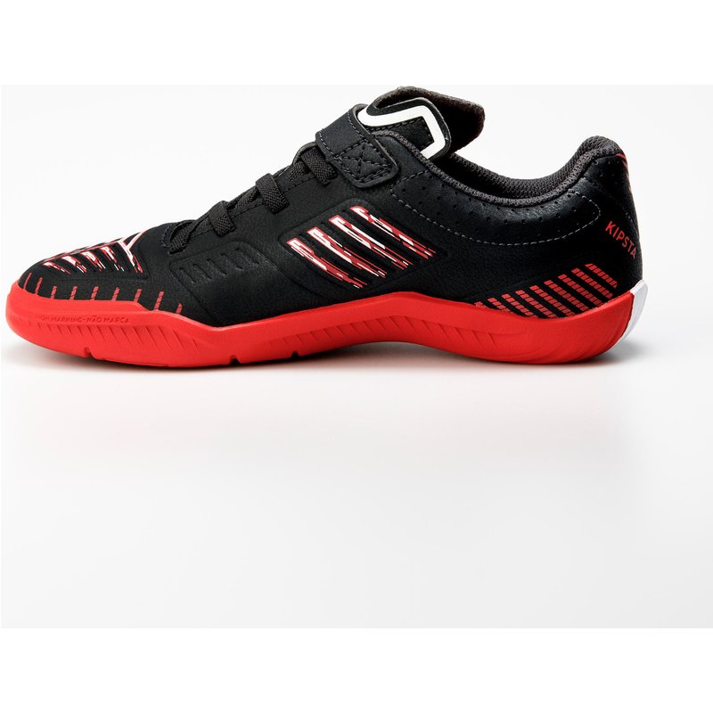 Kinder Fußball Hallenschuhe Futsal mit Klettverschluss - Ginka 500 schwarz/rot