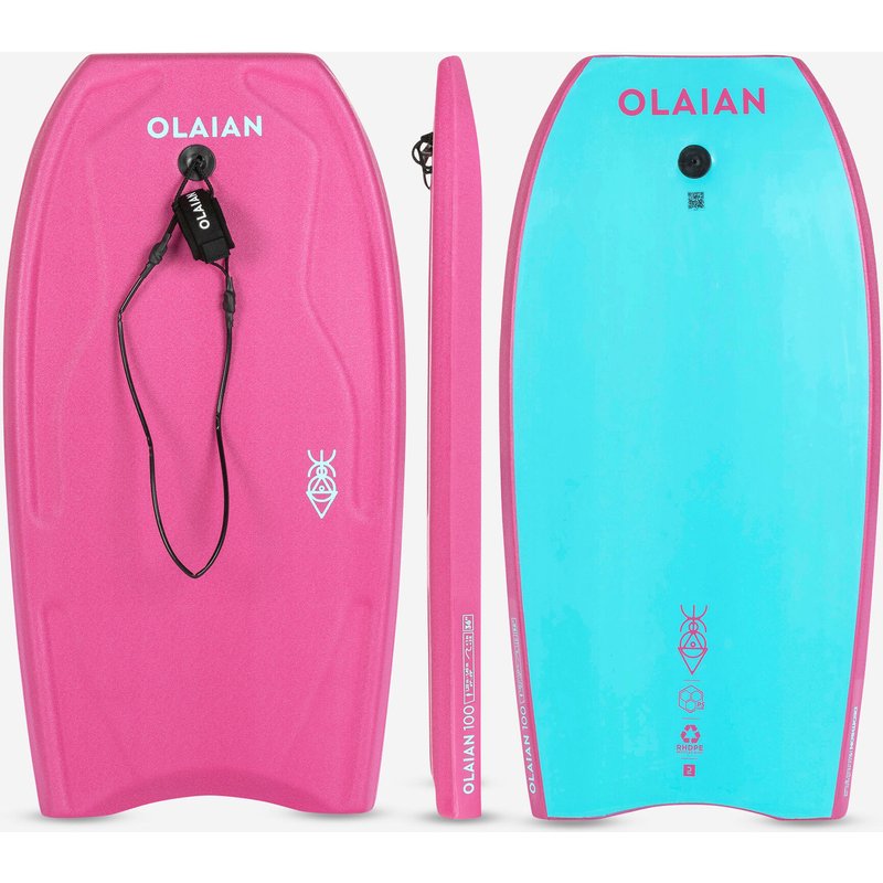 Bodyboard Kinder mit Handgelenk-Leash 100 36'' rosa/blau