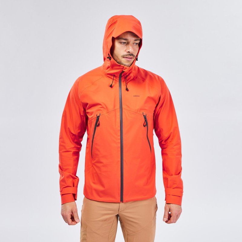 Regenjacke Herren wasserdicht atmungsaktiv Wandern - MH500 orange