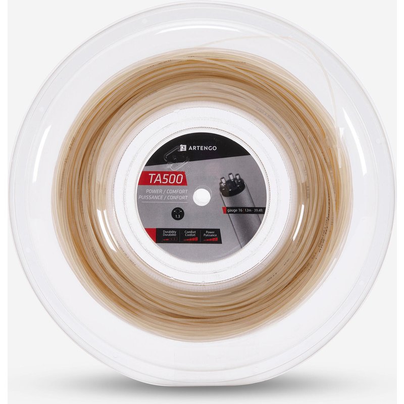 Artengo Multifaser Tennissaite 1,30 mm - TA500 Komfort 200 m Rolle hellgelb