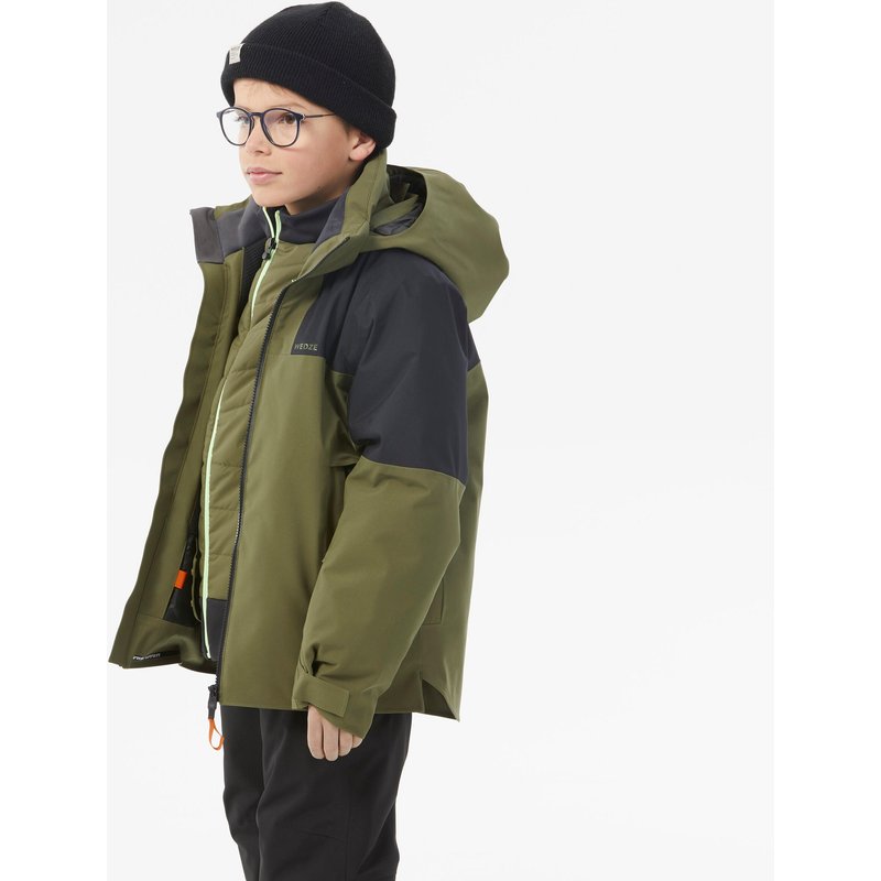 Skijacke Kinder 8–14 Jahre warm wasserdicht - 900 khaki