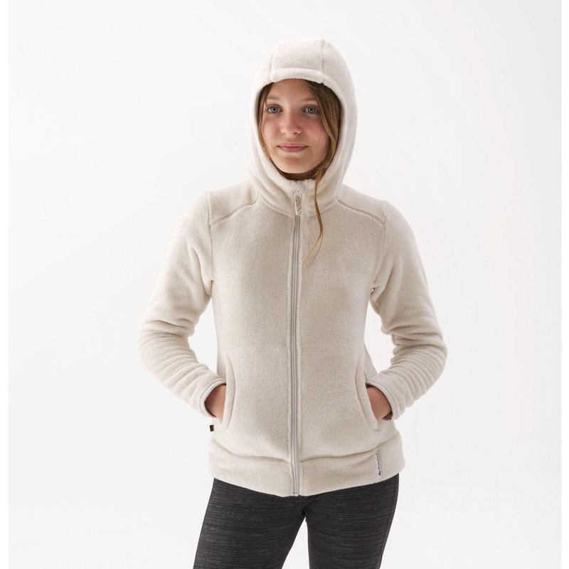 Fleecejacke Kinder Gr. 122–170 warm Wandern - NH500 Zip weiß