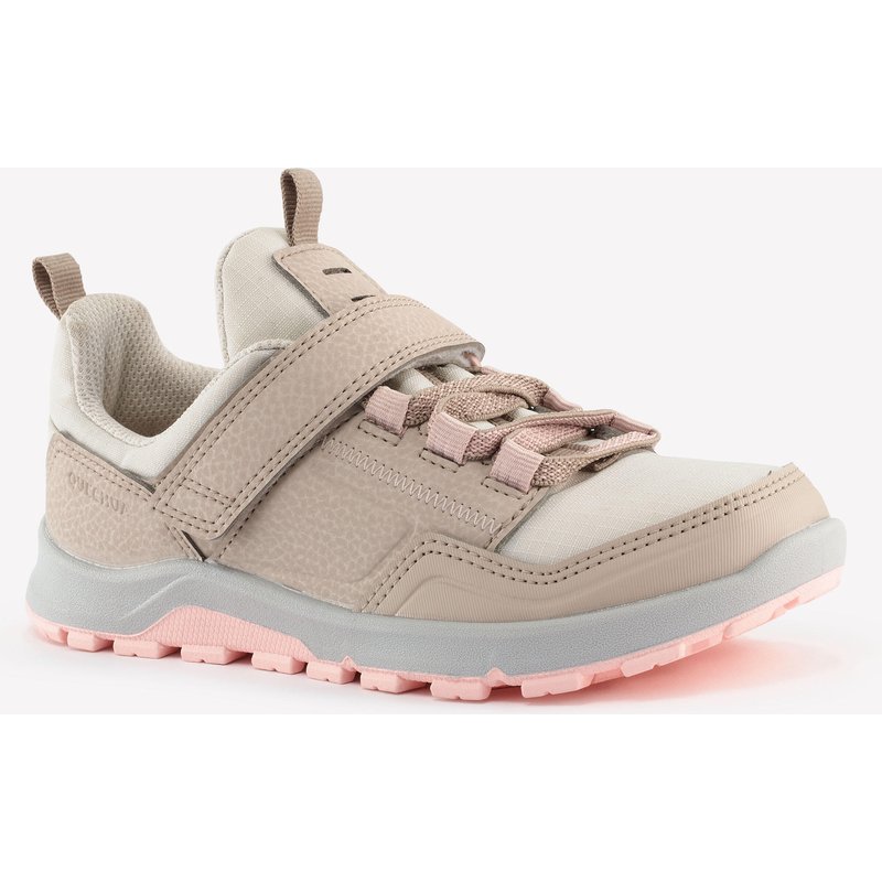 Wanderschuhe Kinder Gr.28–34 wasserdicht Klettverschluss Wandern - NH500 beige