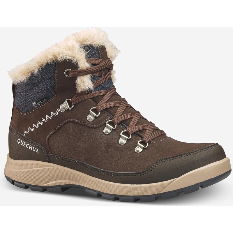Winterschuhe Damen halbhoch Leder warm wasserdicht Winterwandern - SH900 braun