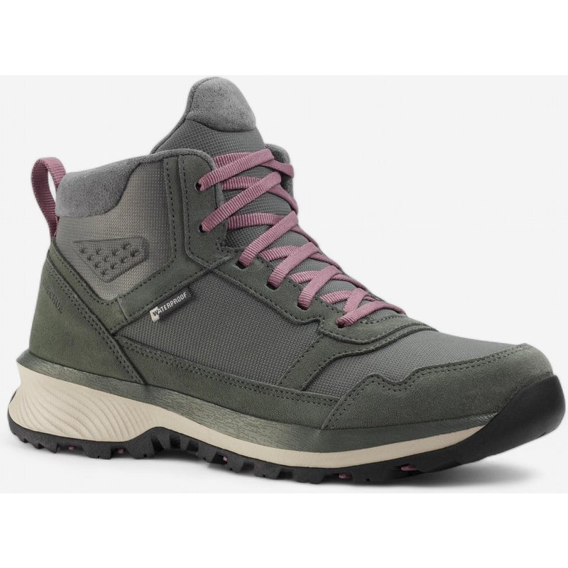 Wanderschuhe Damen halbhoch wasserdicht Leder Wandern - NH500 grau