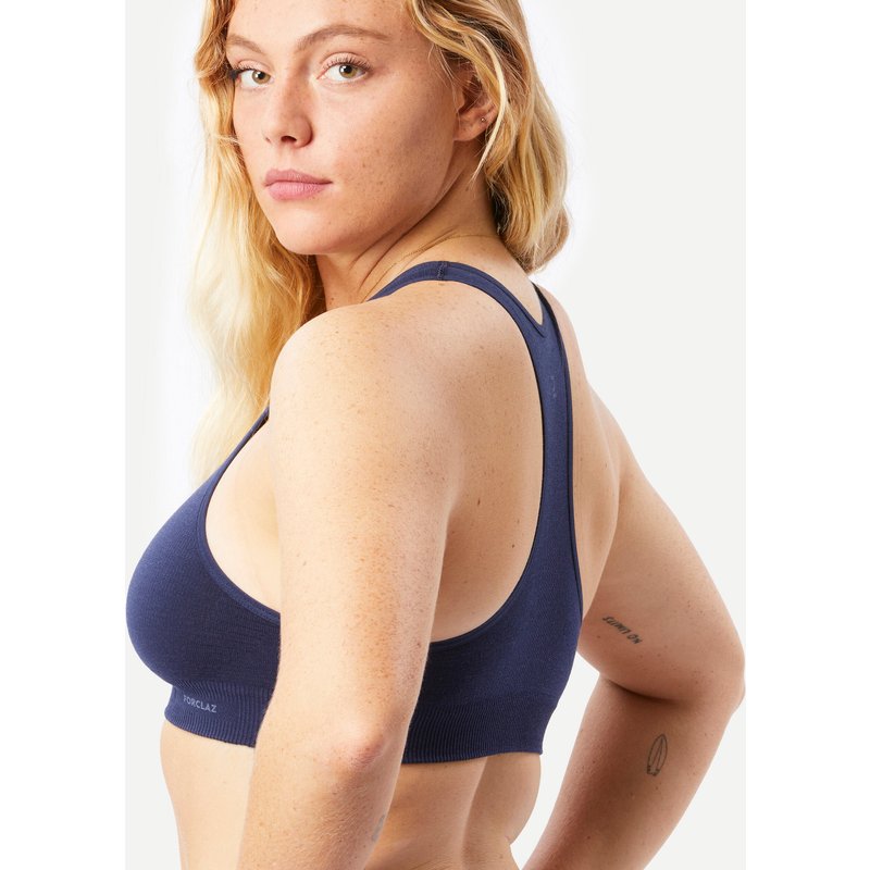 Sport-Bustier Damen Merinowolle Bergwandern - MT900 blau