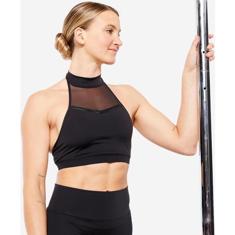 Tanzbustier Damen Pole Dance rückenfrei - schwarz