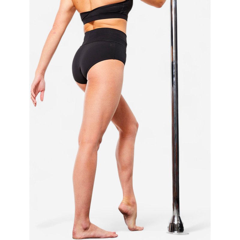 Tanzshorts Damen Pole Dance hohe Taille - schwarz