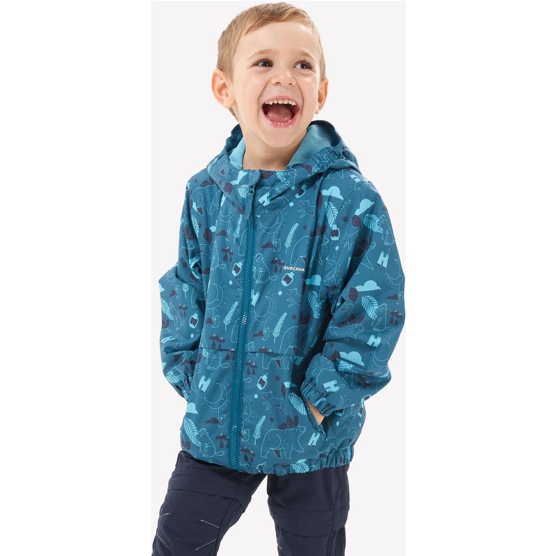 Regenjacke Kinder Größe 92–116 wasserdicht Wandern - MH500 blau