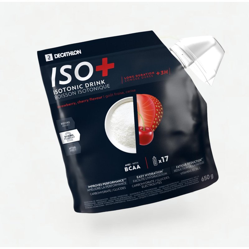 Iso+-Getränkepulver Erdbeer-Kirsche über 3 Stunden 650 g