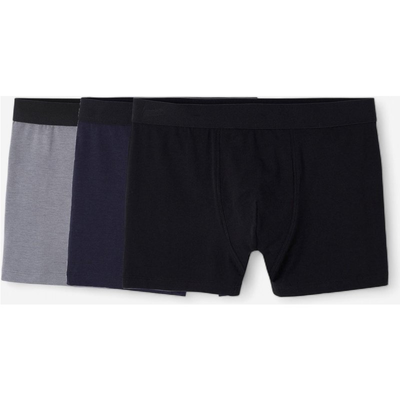 Boxershorts Herren Baumwolle 3er-Pack - schwarz/grau