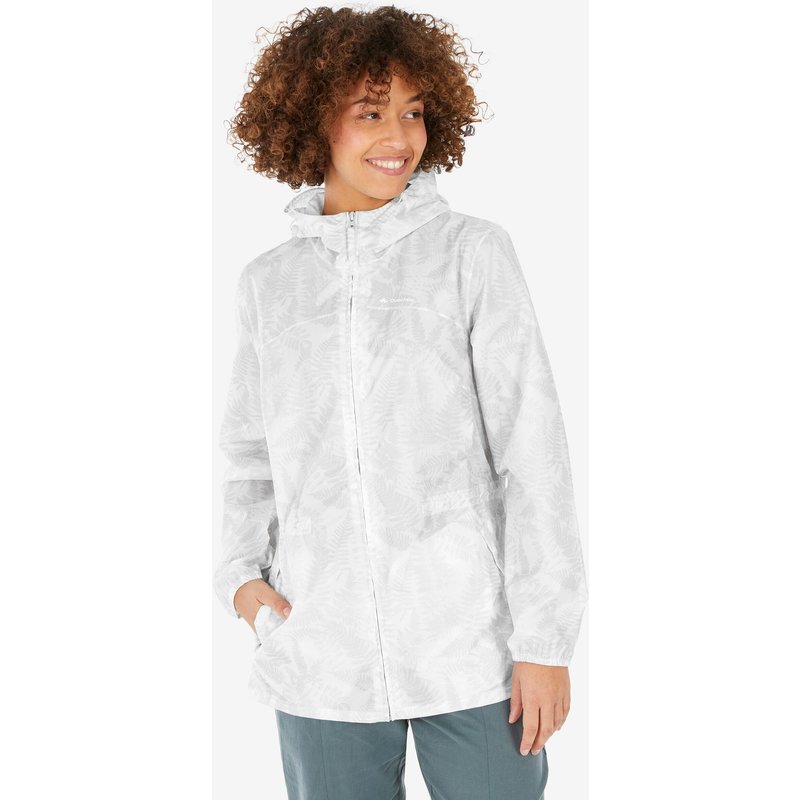 Regenjacke Damen wasserabweisend winddicht Wandern - Raincut Full Zip weiß