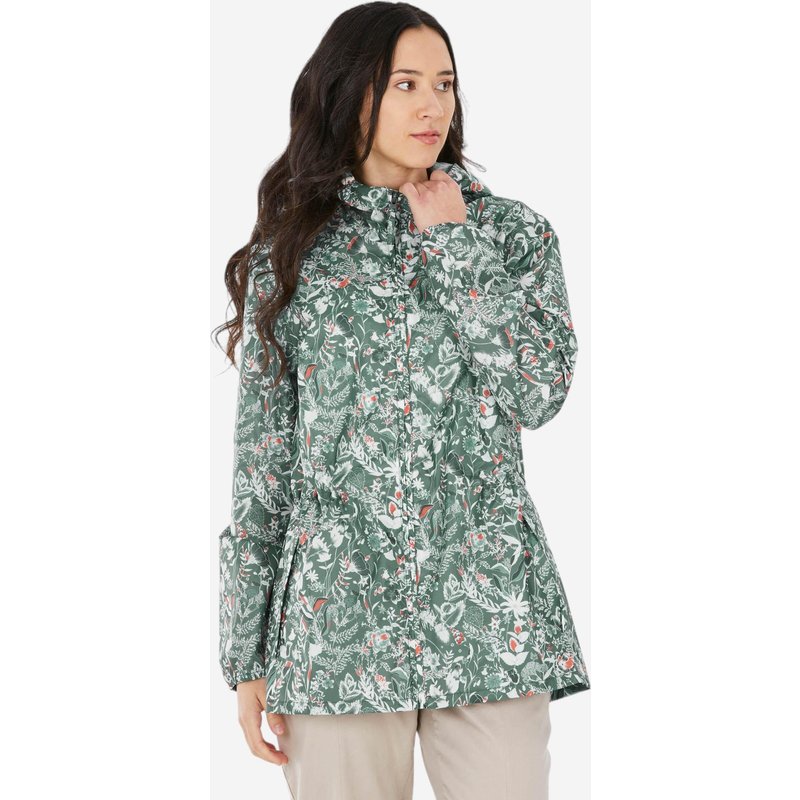 Regenjacke Damen wasserabweisend winddicht Wandern - Raincut Full Zip grün