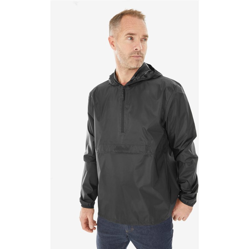 Regenjacke Herren wasserdicht winddicht Wandern - Raincut 1/2 Zip schwarz