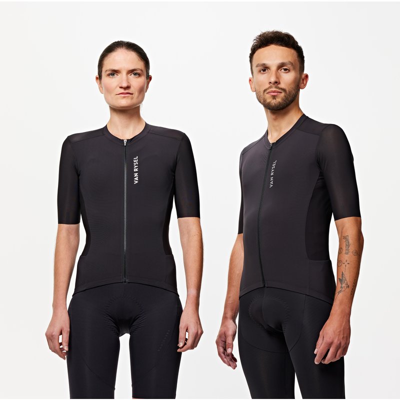 Radtrikot kurzarm Rennrad "Racer 2" unisex schwarz