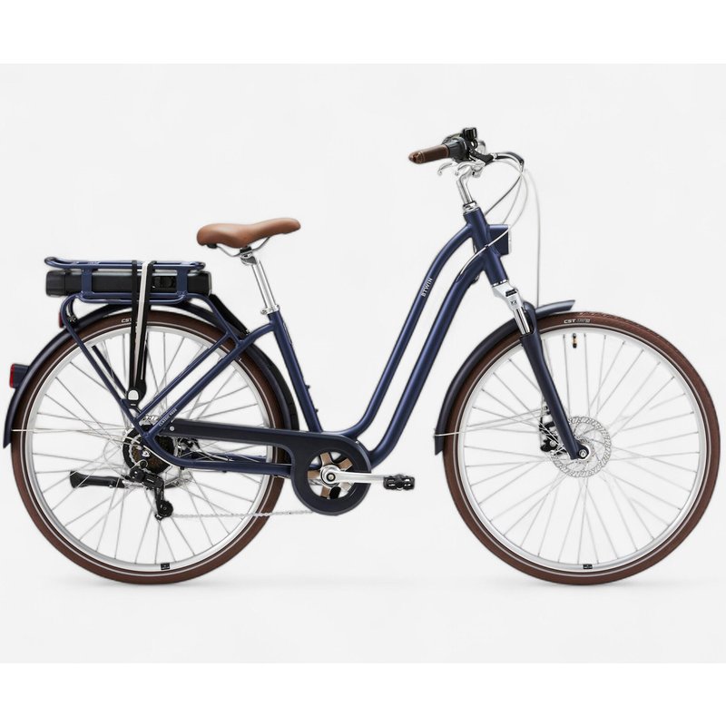 E-Bike City-Bike 28 Zoll Elops 900E niedriger Einstieg dunkelblau