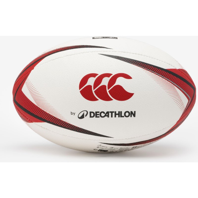 Rugbyball Größe 5 Spielball - DECATHLON X Canterbury weiß/rot
