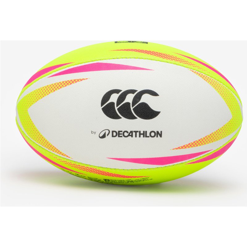 Rugbyball Größe 4 Touch - DECATHLON X Canterbury weiß/neongelb/neonrosa