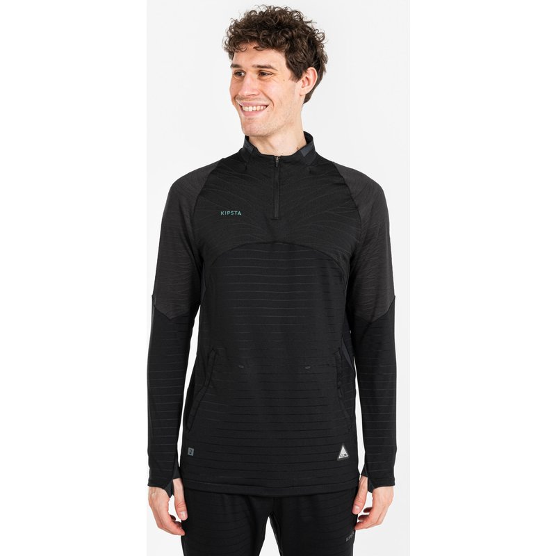 Damen/Herren Fußball 1/2 Zip Sweatshirt - CLR schwarz