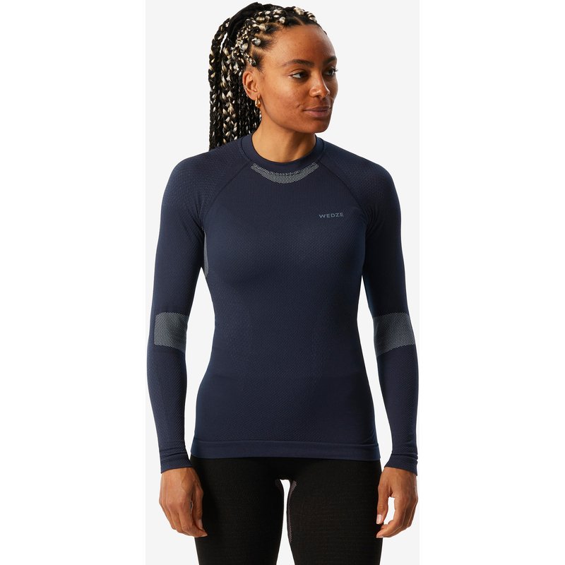 Skiunterwäsche Funktionsshirt Damen seamless - BL500 Soft dunkelblau/blau